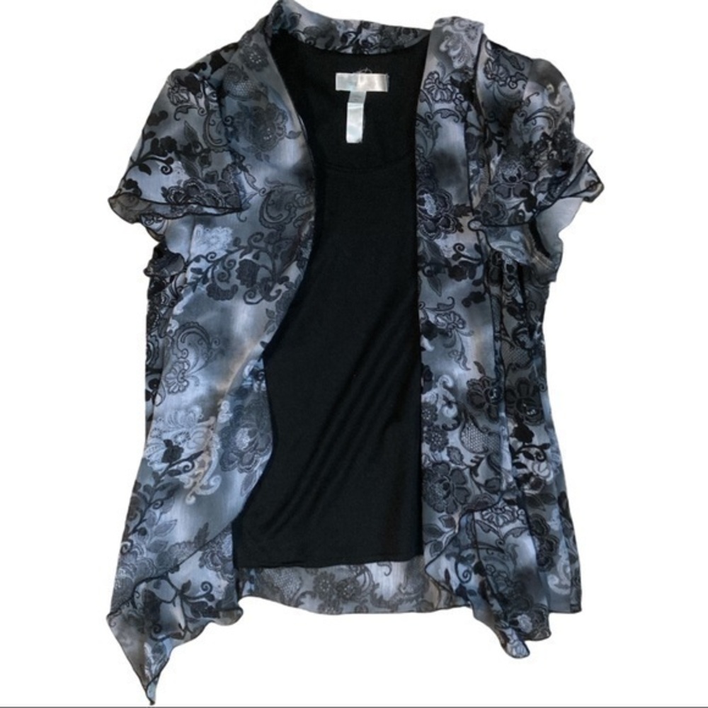 Dress Barn PL blouse black with flowing mesh